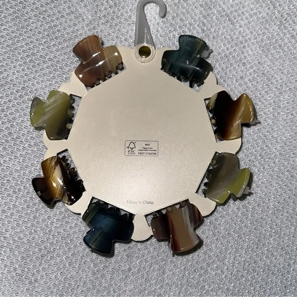 Sunday State Shades of Brown Green Gray Marble Claw Clips set of 8